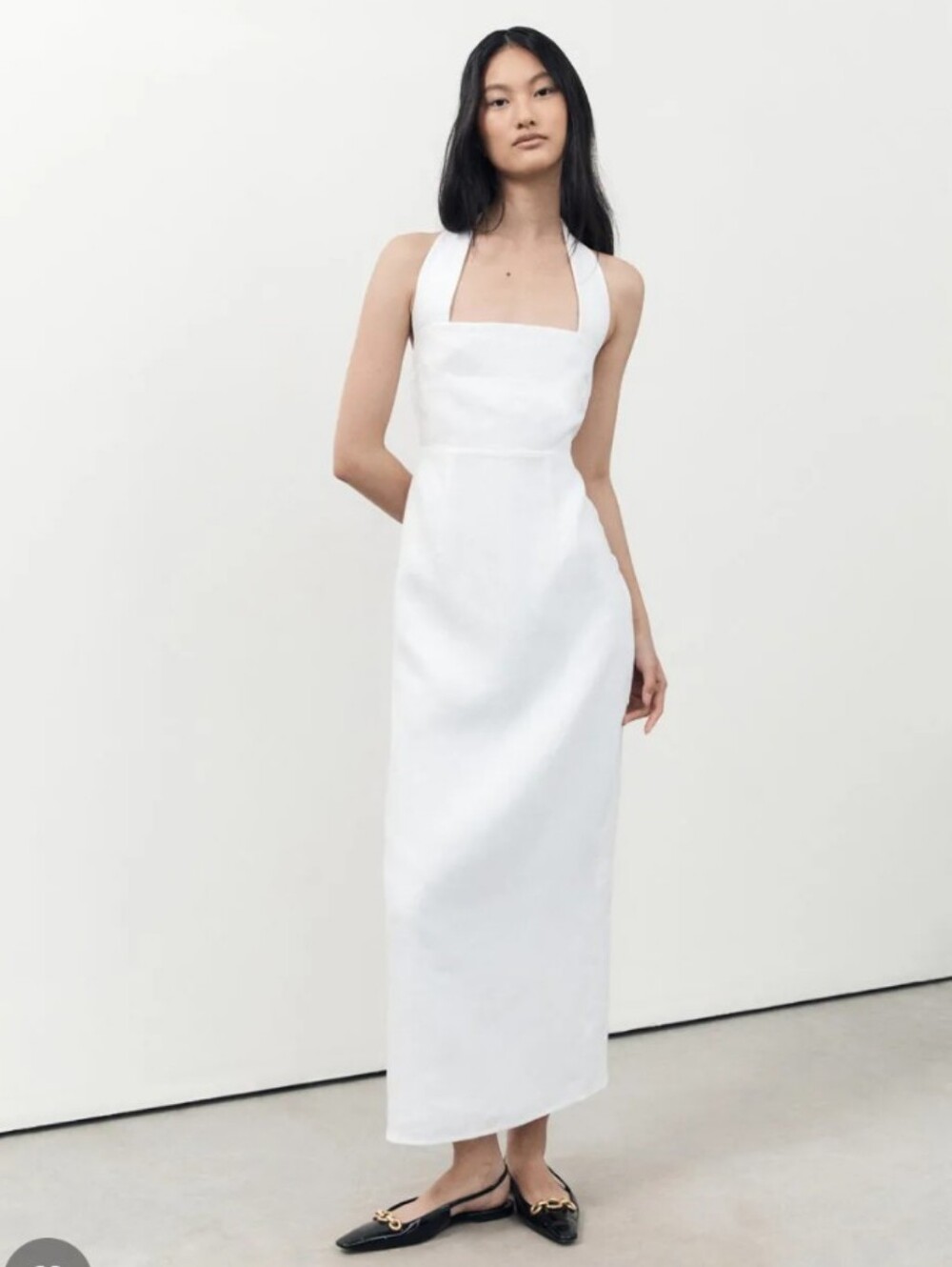 NWT DISSH LEO WHITE HALTER LINEN MIDI DRESS